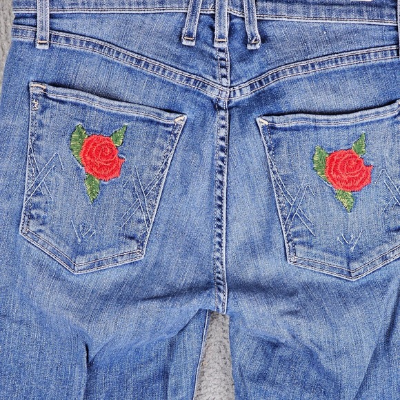 MCGUIRE Made in USA Womens Size 26 Skinny Jeans Rose Embroider - Picture 3 of 13